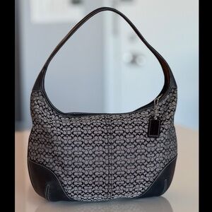 Coach Signature Black and Gray Shoulder Bag